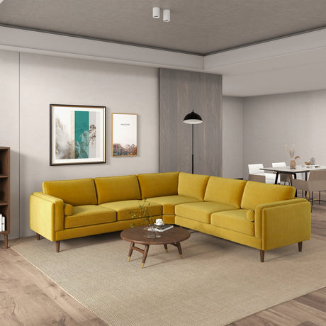 Amber Yellow Velvet Corner Sectional Sofa from Ashcroft Furniture - Luna Furniture