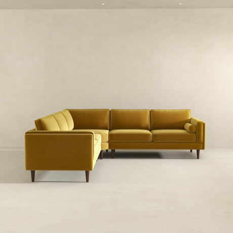 Amber Yellow Velvet Corner Sectional Sofa from Ashcroft Furniture - Luna Furniture