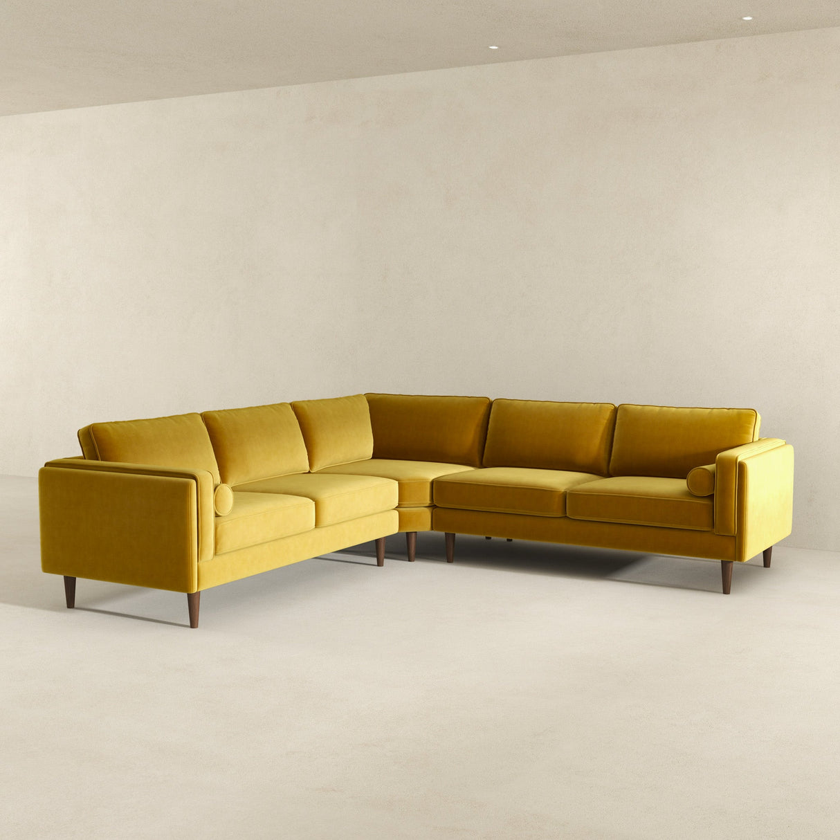 Amber Yellow Velvet Corner Sectional Sofa from Ashcroft Furniture - Luna Furniture