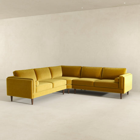 Amber Yellow Velvet Corner Sectional Sofa from Ashcroft Furniture - Luna Furniture