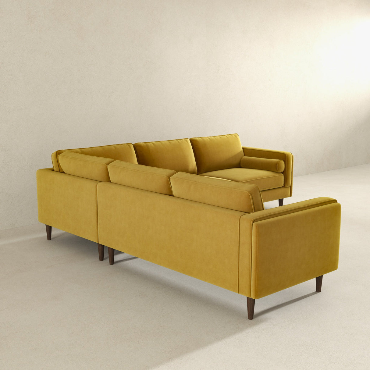 Amber Yellow Velvet Corner Sectional Sofa from Ashcroft Furniture - Luna Furniture