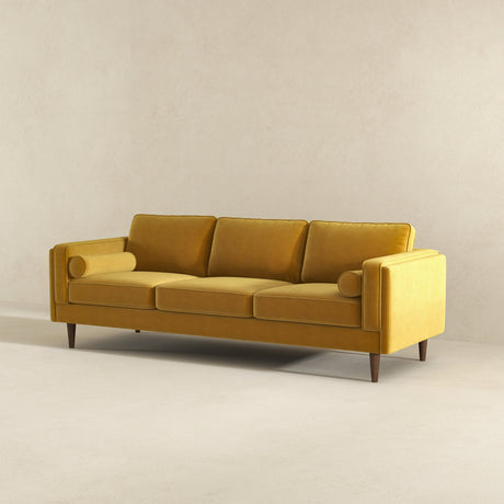 Amber Yellow Mid-Century Modern Luxury Velvet Sofa from Ashcroft Furniture - Luna Furniture