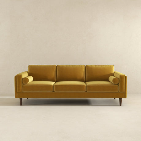Amber Yellow Mid-Century Modern Luxury Velvet Sofa from Ashcroft Furniture - Luna Furniture