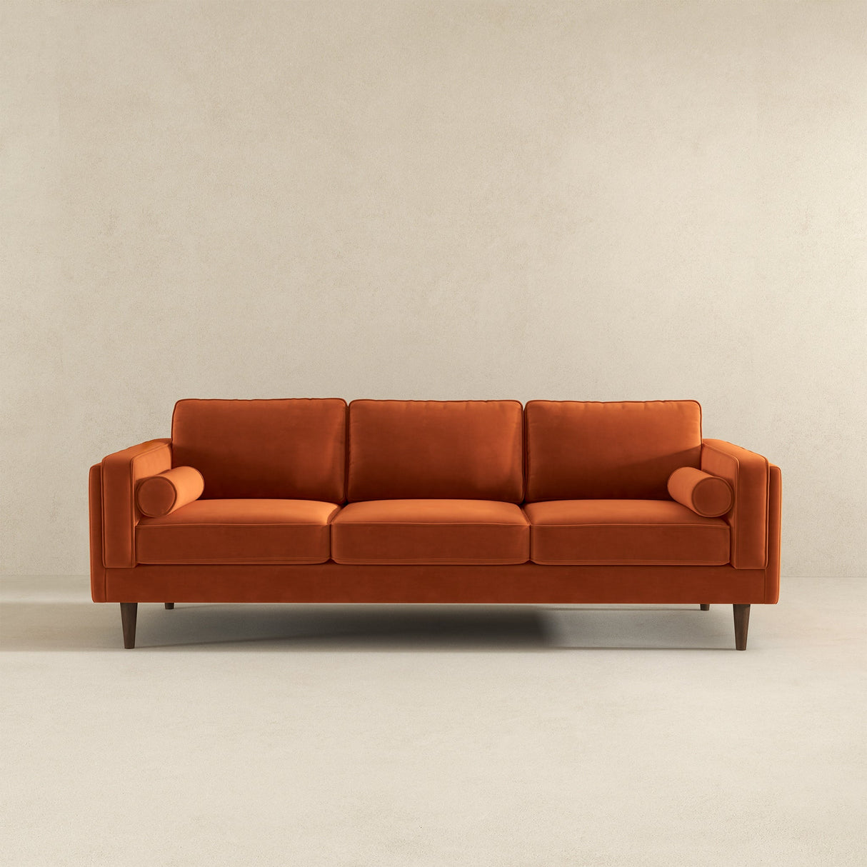 Amber Burnt Orange Mid-Century Modern Luxury Velvet Sofa from Ashcroft Furniture - Luna Furniture