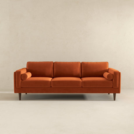 Amber Burnt Orange Mid-Century Modern Luxury Velvet Sofa from Ashcroft Furniture - Luna Furniture