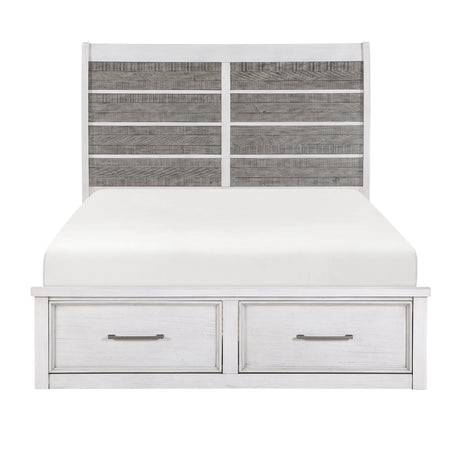 Ambrose Antique White/Gray Sleigh Storage Platform Bedroom Set from Homelegance - Luna Furniture