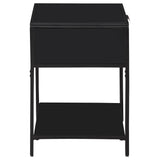 Amherst Black 1-Drawer Radio Weave Rattan Metal Side Table from Coaster - Luna Furniture