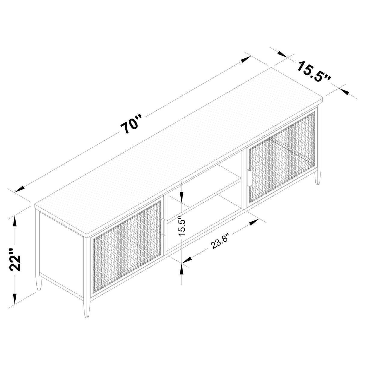 Amherst Black 2-Door Metal TV Stand Media Console from Coaster - Luna Furniture