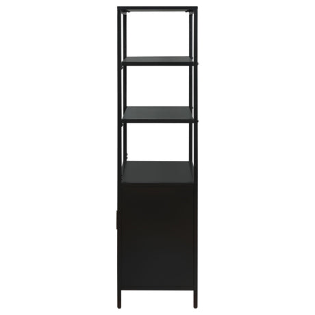 Amherst Black 3-Shelf Radio Weave Cane Metal Accent Cabinet from Coaster - Luna Furniture