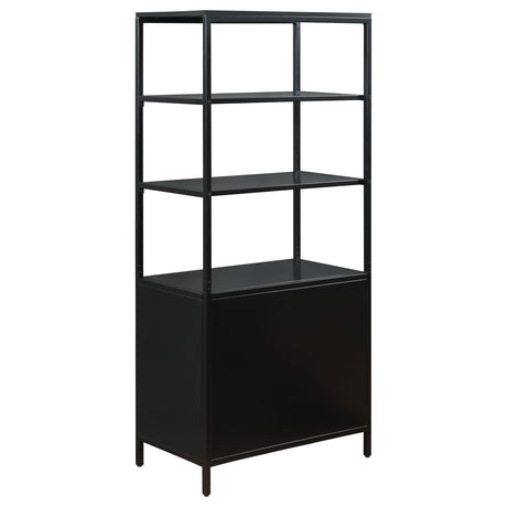 Amherst Black 3-Shelf Radio Weave Cane Metal Accent Cabinet from Coaster - Luna Furniture