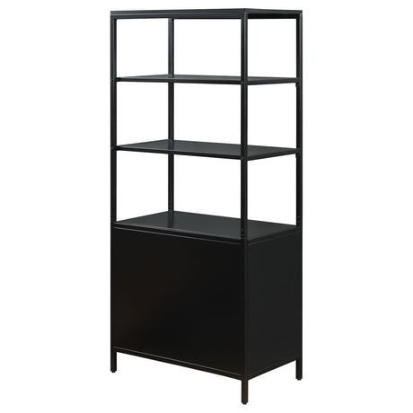 Amherst Black 3-Shelf Radio Weave Cane Metal Accent Cabinet from Coaster - Luna Furniture