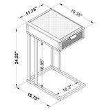 Amherst White 1-Drawer Radio Weave Cane Metal Side Table from Coaster - Luna Furniture