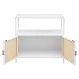 Amherst White 2-Door Radio Weave Cane Metal Accent Cabinet from Coaster - Luna Furniture
