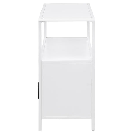 Amherst White 2-Door Radio Weave Cane Metal Accent Cabinet from Coaster - Luna Furniture