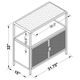 Amherst White 2-Door Radio Weave Cane Metal Accent Cabinet from Coaster - Luna Furniture