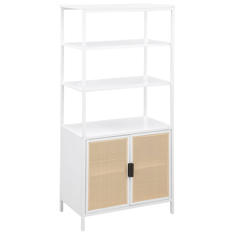 Amherst White 3-Shelf Radio Weave Cane Metal Accent Cabinet from Coaster - Luna Furniture