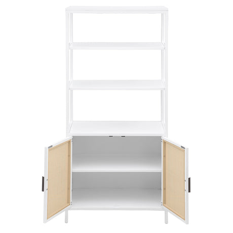 Amherst White 3-Shelf Radio Weave Cane Metal Accent Cabinet from Coaster - Luna Furniture