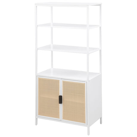 Amherst White 3-Shelf Radio Weave Cane Metal Accent Cabinet from Coaster - Luna Furniture