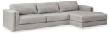 Amiata Glacier 2-Piece Sectional with Ottoman from Ashley - Luna Furniture