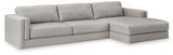 Amiata Glacier 2-Piece Sectional with Ottoman from Ashley Furniture - Luna Furniture