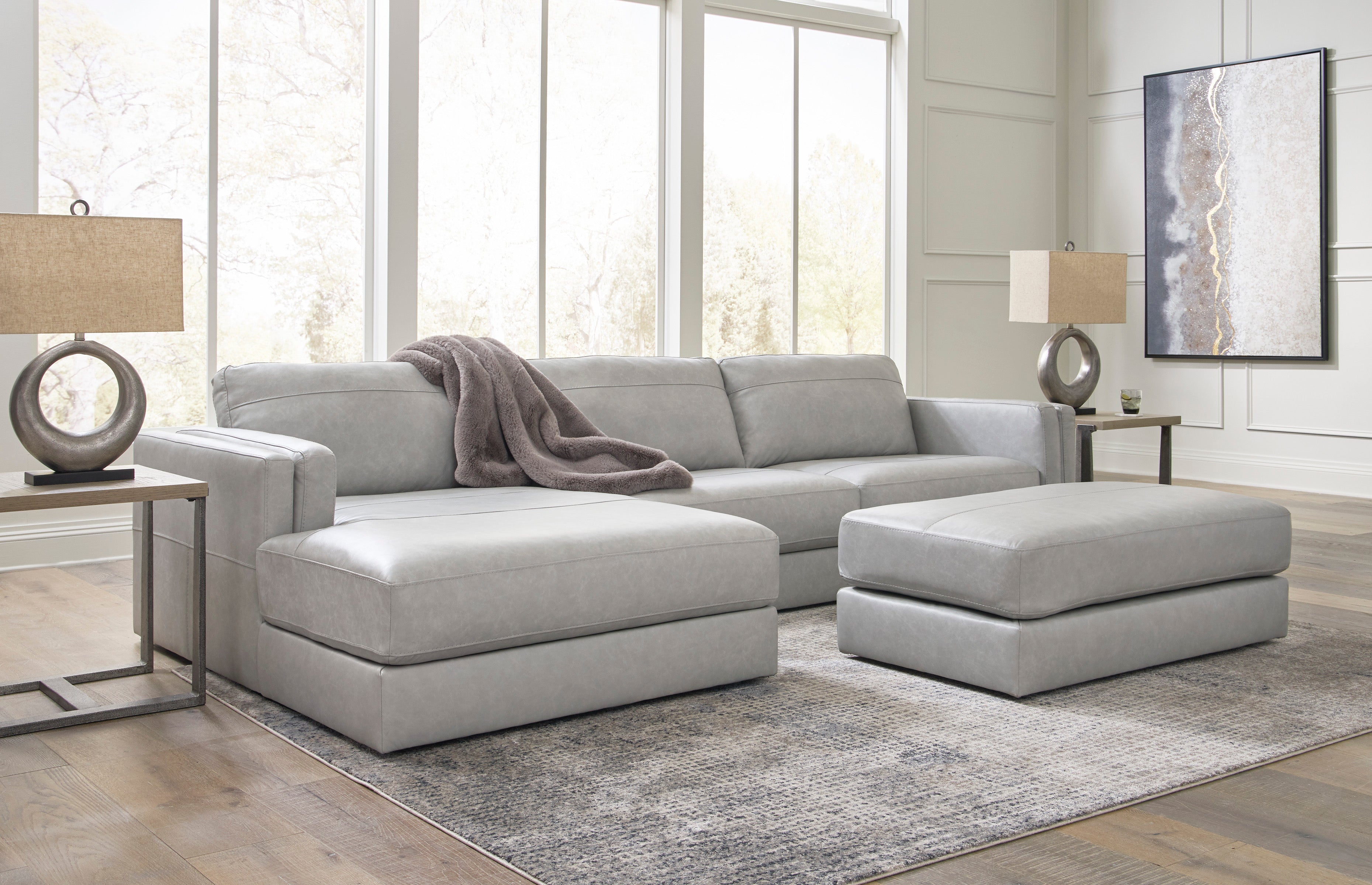 Amiata Glacier Leather 2-Piece LAF Chaise Sectional – Luna Furniture