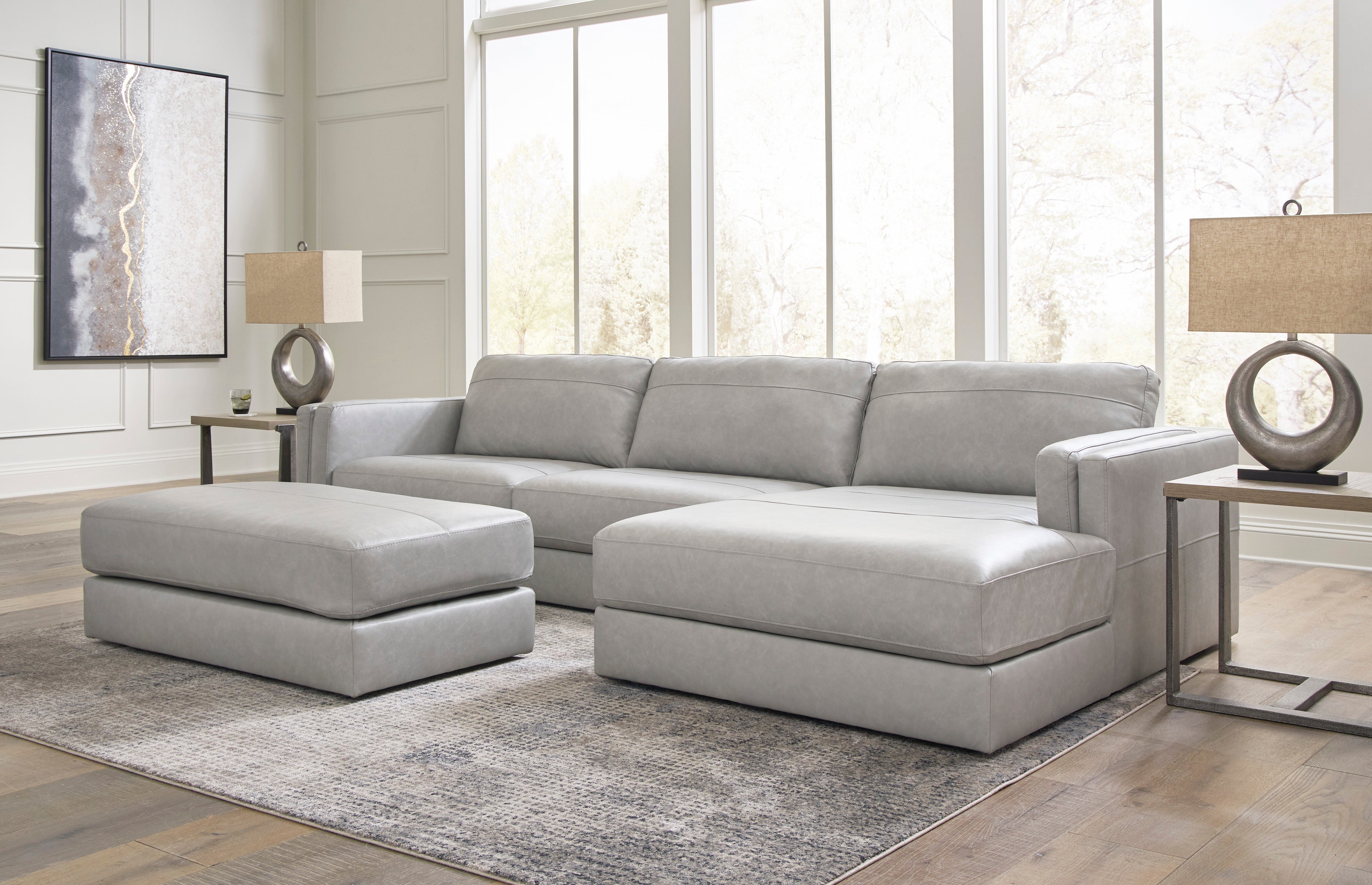 Ashley Amiata Glacier Leather 2-Piece RAF Chaise Sectional – Luna