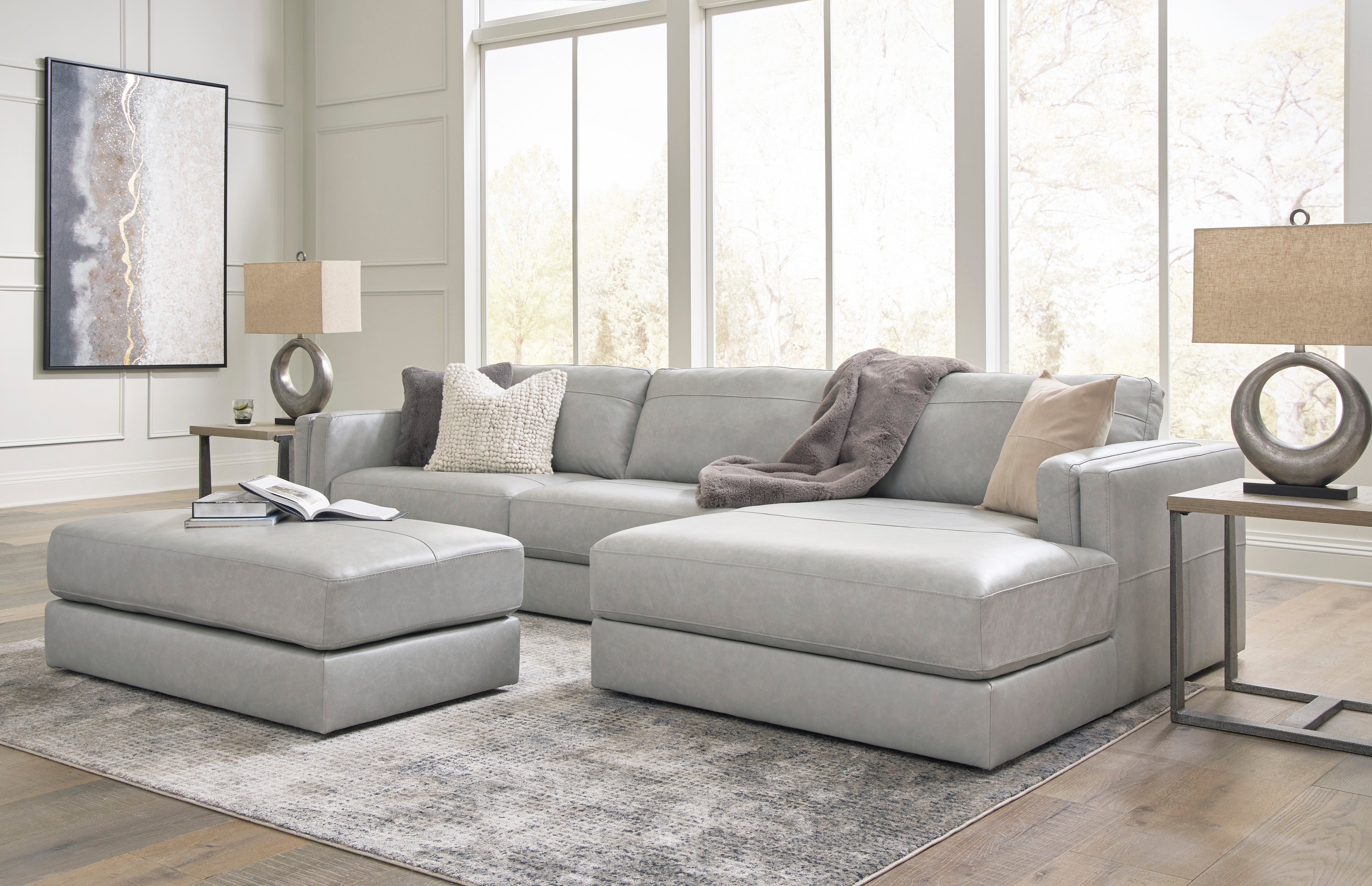 Ashley Amiata Glacier Leather 2-Piece RAF Chaise Sectional – Luna