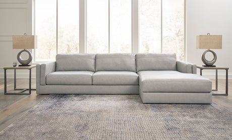 Amiata Glacier Leather 2-Piece RAF Chaise Sectional from Ashley - Luna Furniture