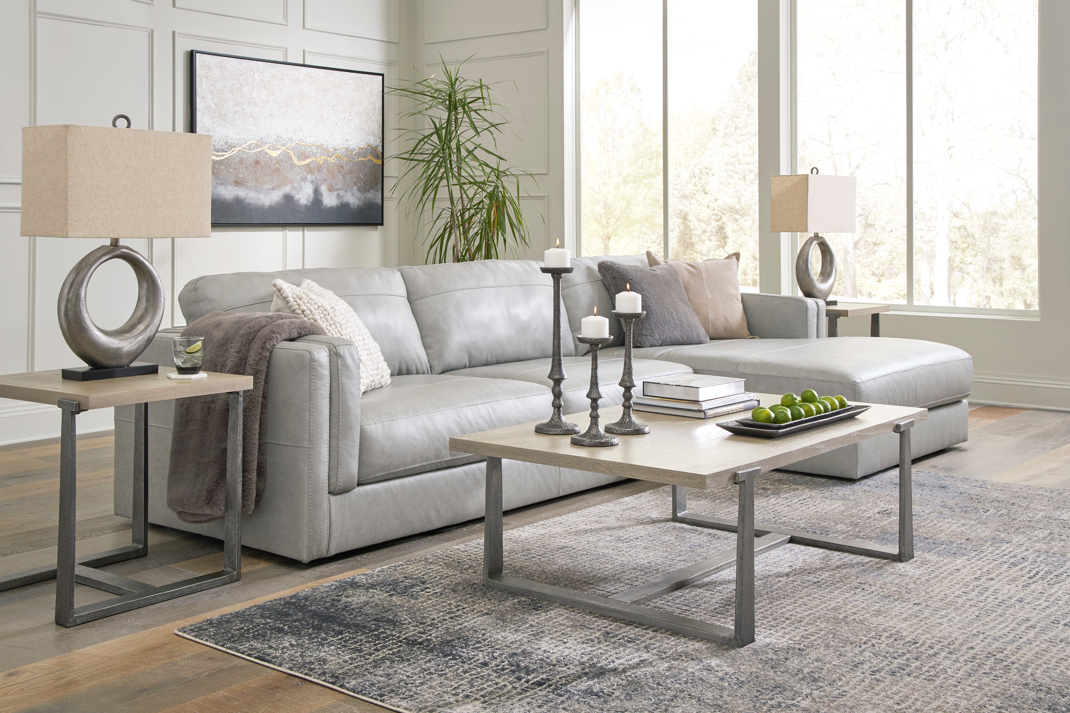 アシュラン・リファ・アクアージュ Amiata Glacier Leather 2-Piece RAF Chaise Sectional – Luna Furniture