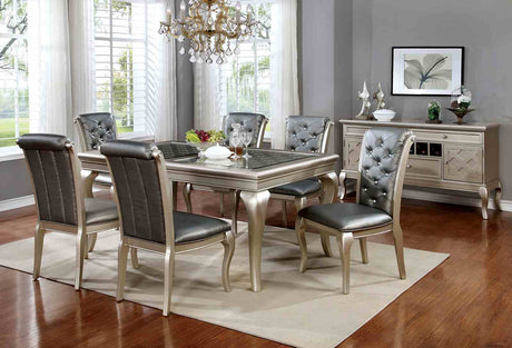 Amina Champagne 7-Piece Dining Room Set from Furniture of America - Luna Furniture