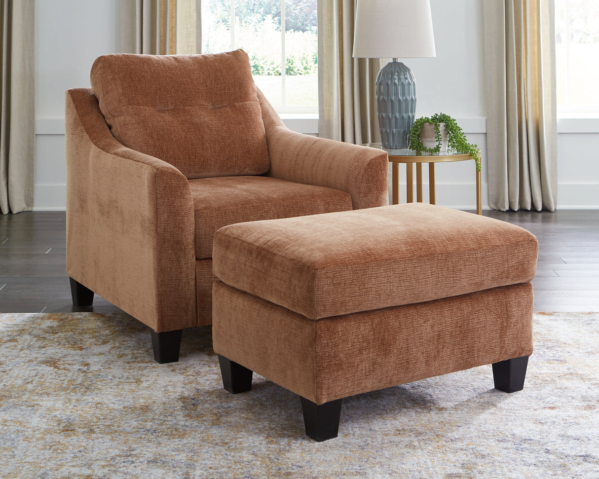 Amity Bay Chair and Ottoman in Clay from Ashley - Luna Furniture