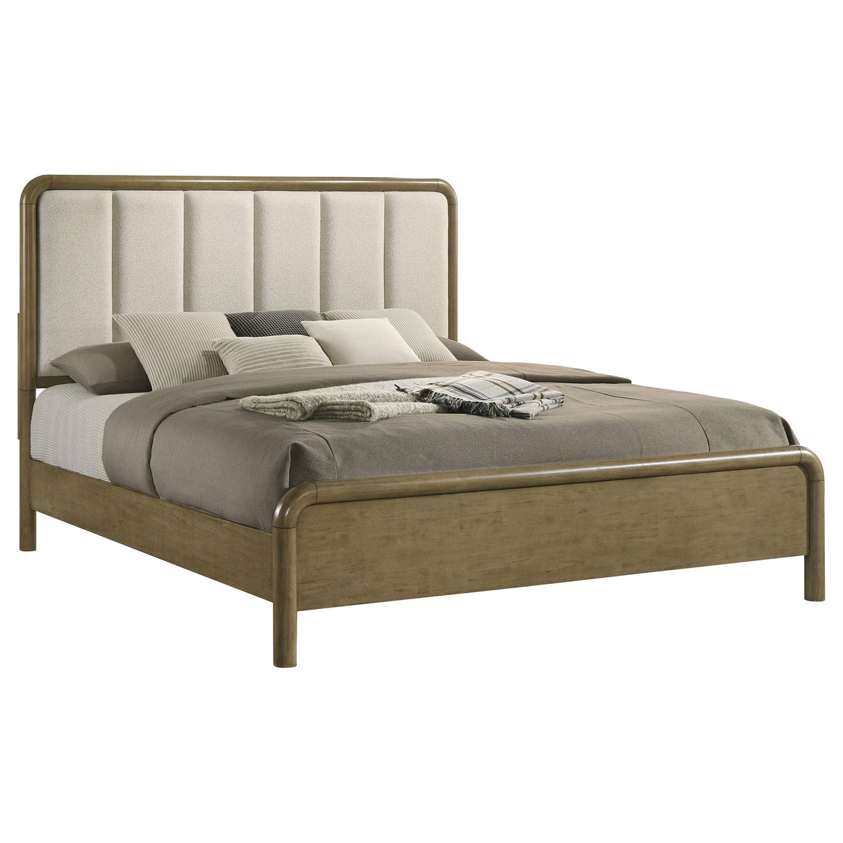 Amsbury Nutmeg Upholstered Eastern King Bed from Coaster - Luna Furniture