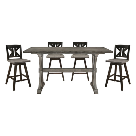 Amsonia Gray/Black 5-Piece Counter Height Set with Divided X-Back Swivel Chairs from Homelegance - Luna Furniture