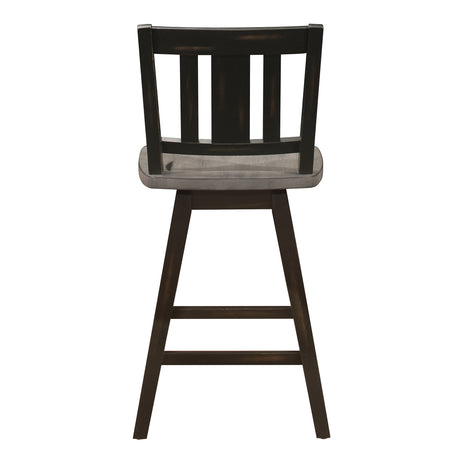 Amsonia Gray/Black 5-Piece Counter Height Set with Slat Back Swivel Chairs from Homelegance - Luna Furniture