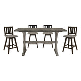Amsonia Gray/Black 5-Piece Counter Height Set with Slat Back Swivel Chairs from Homelegance - Luna Furniture