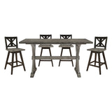 Amsonia Gray/Black 5-Piece Counter Height Set with X-Back Swivel Chairs from Homelegance - Luna Furniture