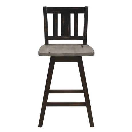 Amsonia Gray/Black 7-Piece Counter Height Set with Slat Back Swivel Chairs from Homelegance - Luna Furniture