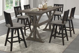 Amsonia Gray/Black 7-Piece Counter Height Set with Slat Back Swivel Chairs from Homelegance - Luna Furniture