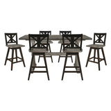 Amsonia Gray/Black 7-Piece Counter Height Set with X-Back Swivel Chairs from Homelegance - Luna Furniture