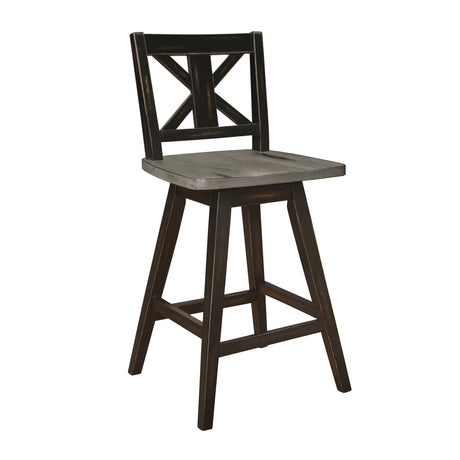 Amsonia Gray/Black 7-Piece Counter Height Set with X-Back Swivel Chairs from Homelegance - Luna Furniture