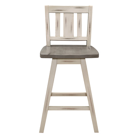 Amsonia Gray/White 5-Piece Counter Height Set with Slat Back Swivel Chairs from Homelegance - Luna Furniture