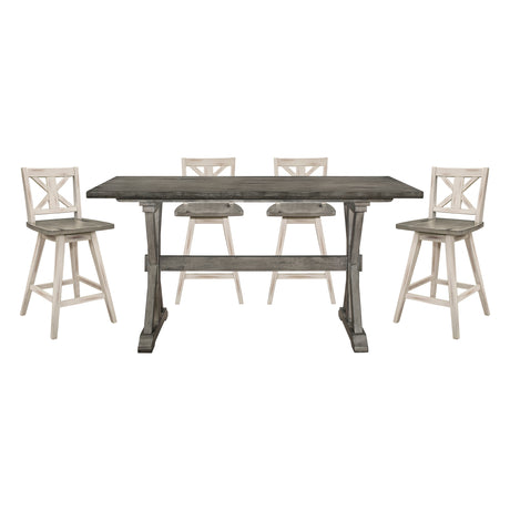 Amsonia Gray/White 5-Piece Counter Height Set with X-Back Swivel Chairs from Homelegance - Luna Furniture