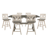 Amsonia Gray/White 7-Piece Counter Height Set with Divided X-Back Swivel Chairs from Homelegance - Luna Furniture
