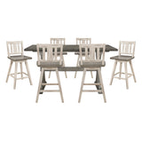 Amsonia Gray/White 7-Piece Counter Height Set with Slat Back Swivel Chairs from Homelegance - Luna Furniture