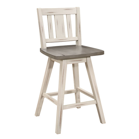 Amsonia Gray/White 7-Piece Counter Height Set with Slat Back Swivel Chairs from Homelegance - Luna Furniture