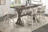 Amsonia Gray/White 7-Piece Counter Height Set with Slat Back Swivel Chairs from Homelegance - Luna Furniture
