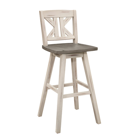 Amsonia Gray/White Divided X-Back Swivel Pub Height Chairs, Set of 2 from Homelegance - Luna Furniture