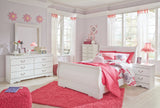 Anarasia Full Sleigh Bed with Mirrored Dresser, Chest and 2 Nightstands in White from Ashley - Luna Furniture