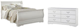 Anarasia Queen Sleigh Bed with Dresser in White from Ashley - Luna Furniture