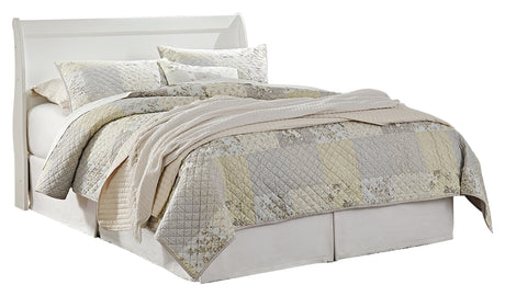 Anarasia Queen Sleigh Headboard Bed with Mirrored Dresser, Chest and Nightstand in White from Ashley - Luna Furniture